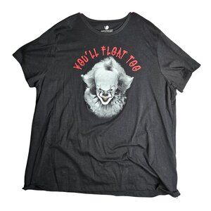 IT Mens Black Pennywise You'll Float Too Graphic Tee Short Sleeve T-Shirt 3XL